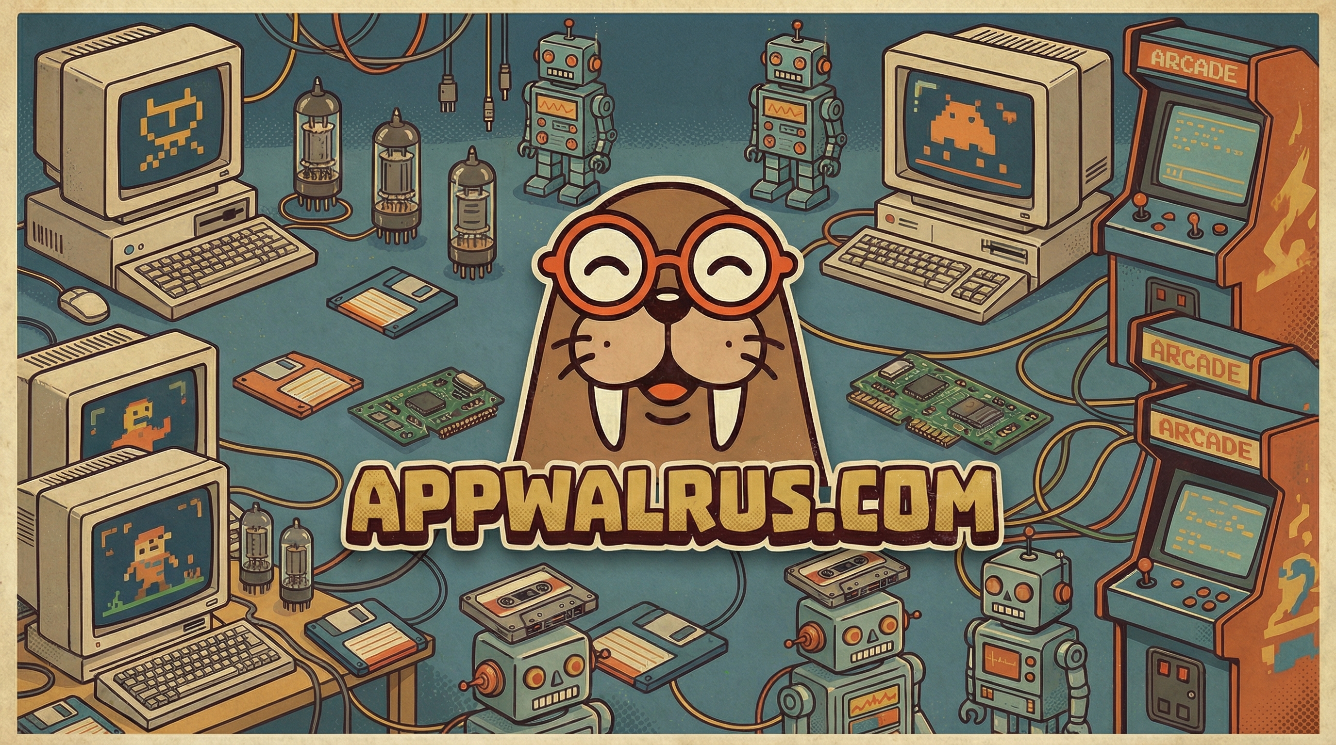 AppWalrus - retro arcade lab with walrus mascot
